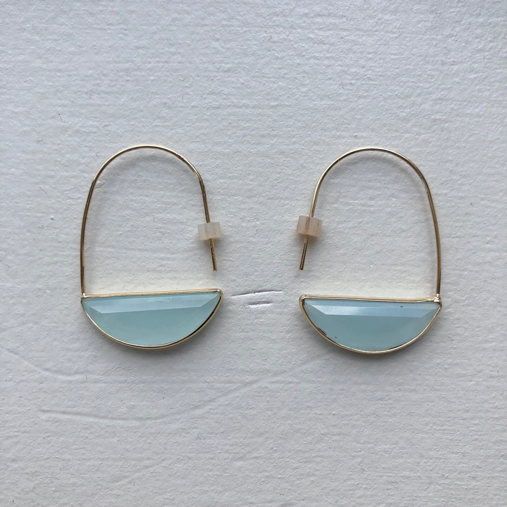 Aqua and Gold Drop Earrings